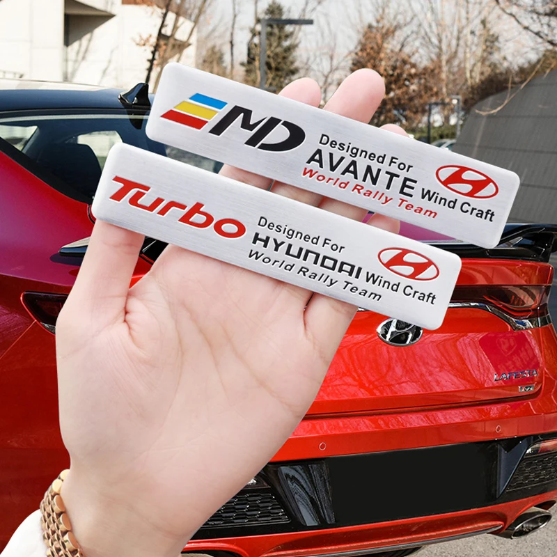 سيارة التصميم ملصق ثلاثية الأبعاد الألومنيوم الذيل شعار شارة الجسم ملصق مائي لشركة هيونداي جينيسيس N-LINE I10 I20 I30 I40 IX20 IX35 كونا جيتز