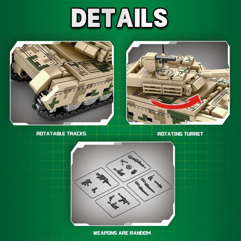 WW2 Tank Building Blocks Armored Vehicle Military Series Construction Bricks Tank Model Boys Christmas Gift Kids Toy