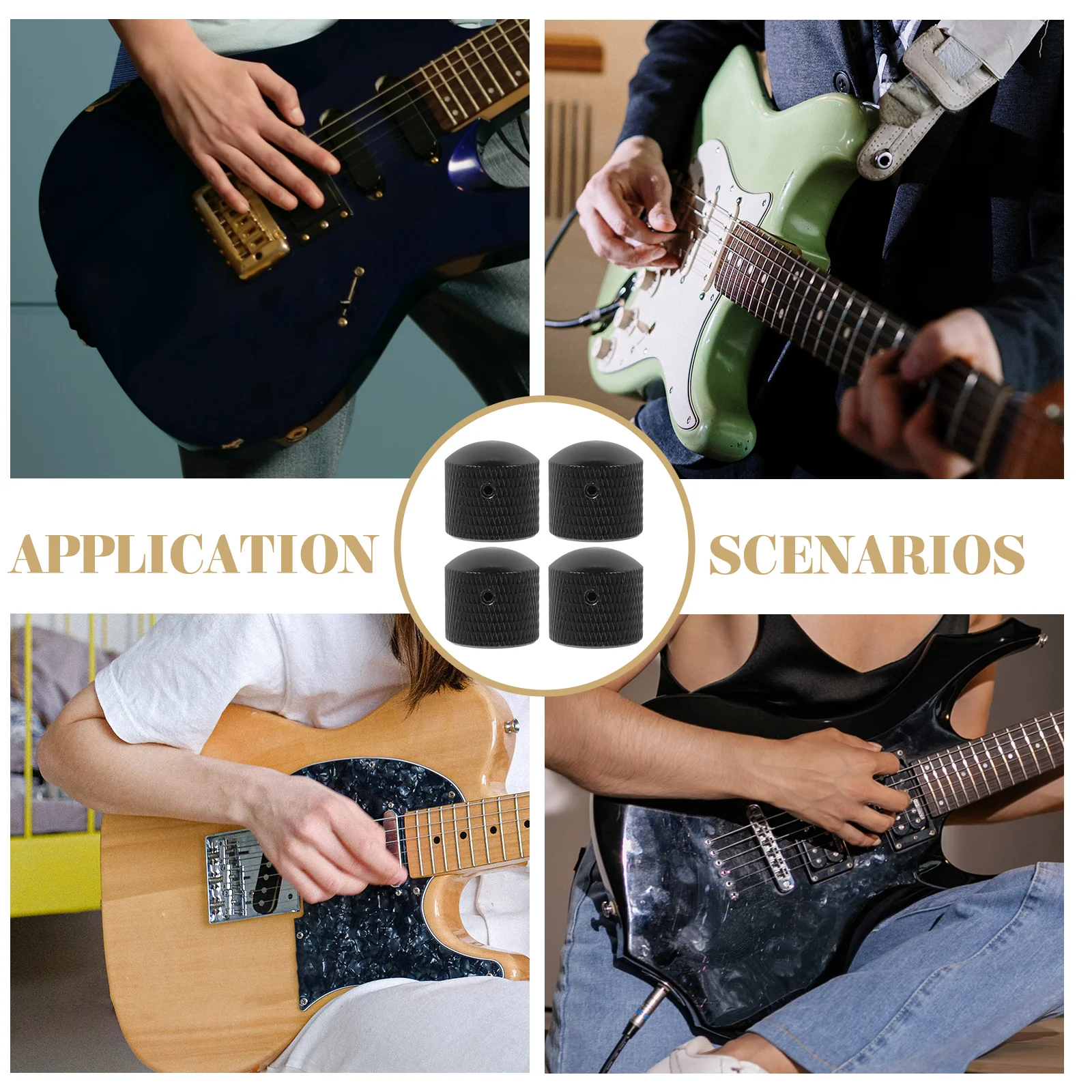 

4 Pcs Electric Guitar Knob Bass for Guitars Switch Volume Knobs Parts Universal Metal