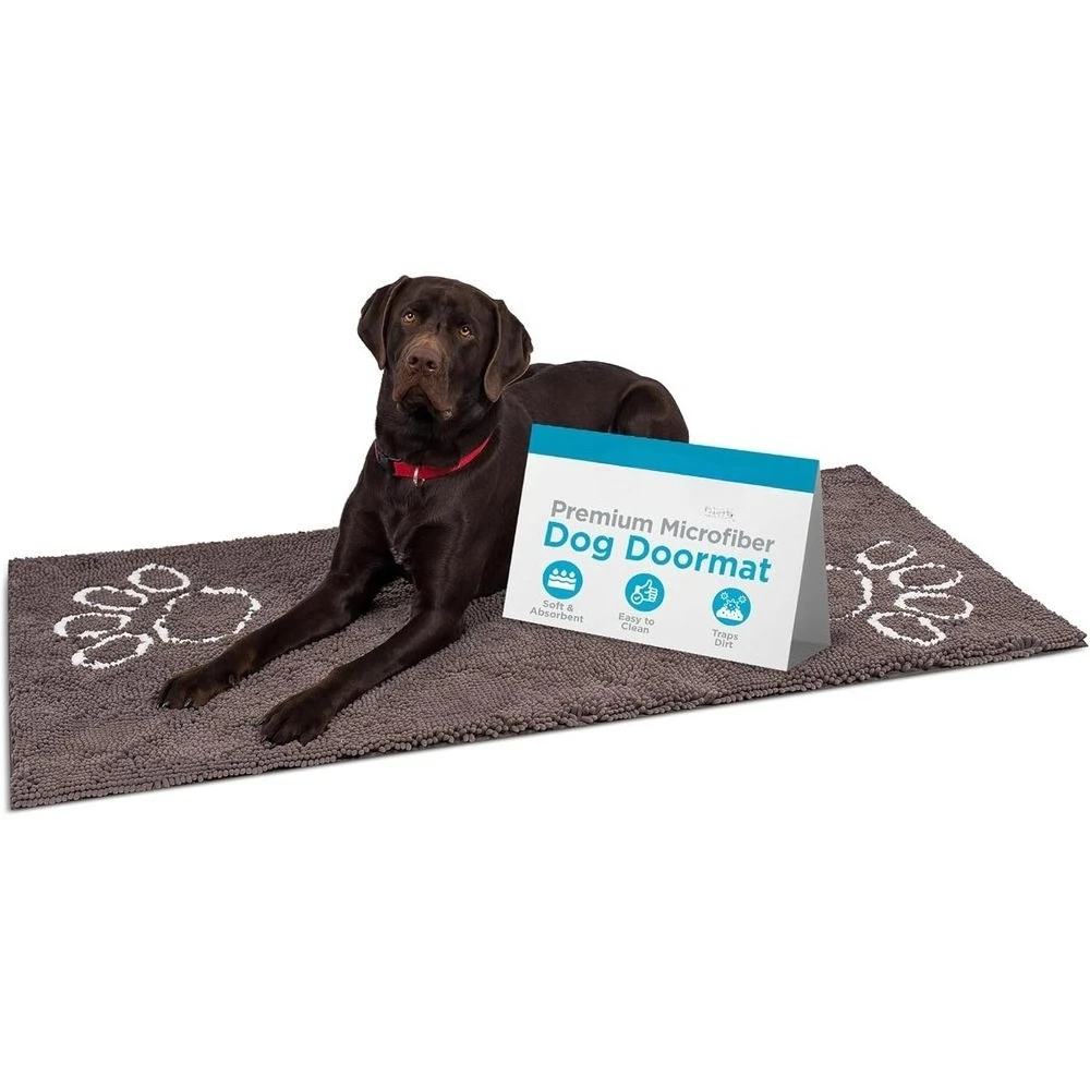 

60x30cm Absorbent Dog Doormat with Non-Slip Backing - Grey
