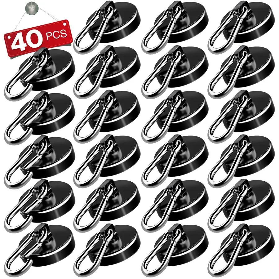 

Carabiner Magnetic Hooks, 110LBS Strong Black Magnetic Hooks Heavy Duty with Swivel Carabiner Hook, Great for Hanging for Cruise