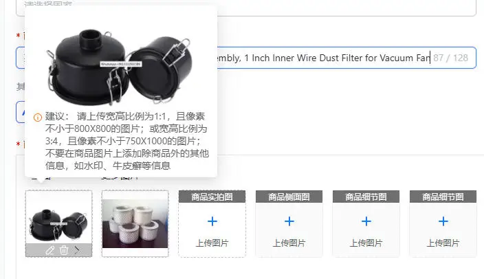 F004-1 Vacuum Pump Intake Filter Assembly, 1 Inch Inner Wire Dust Filter for Vacuum Fan