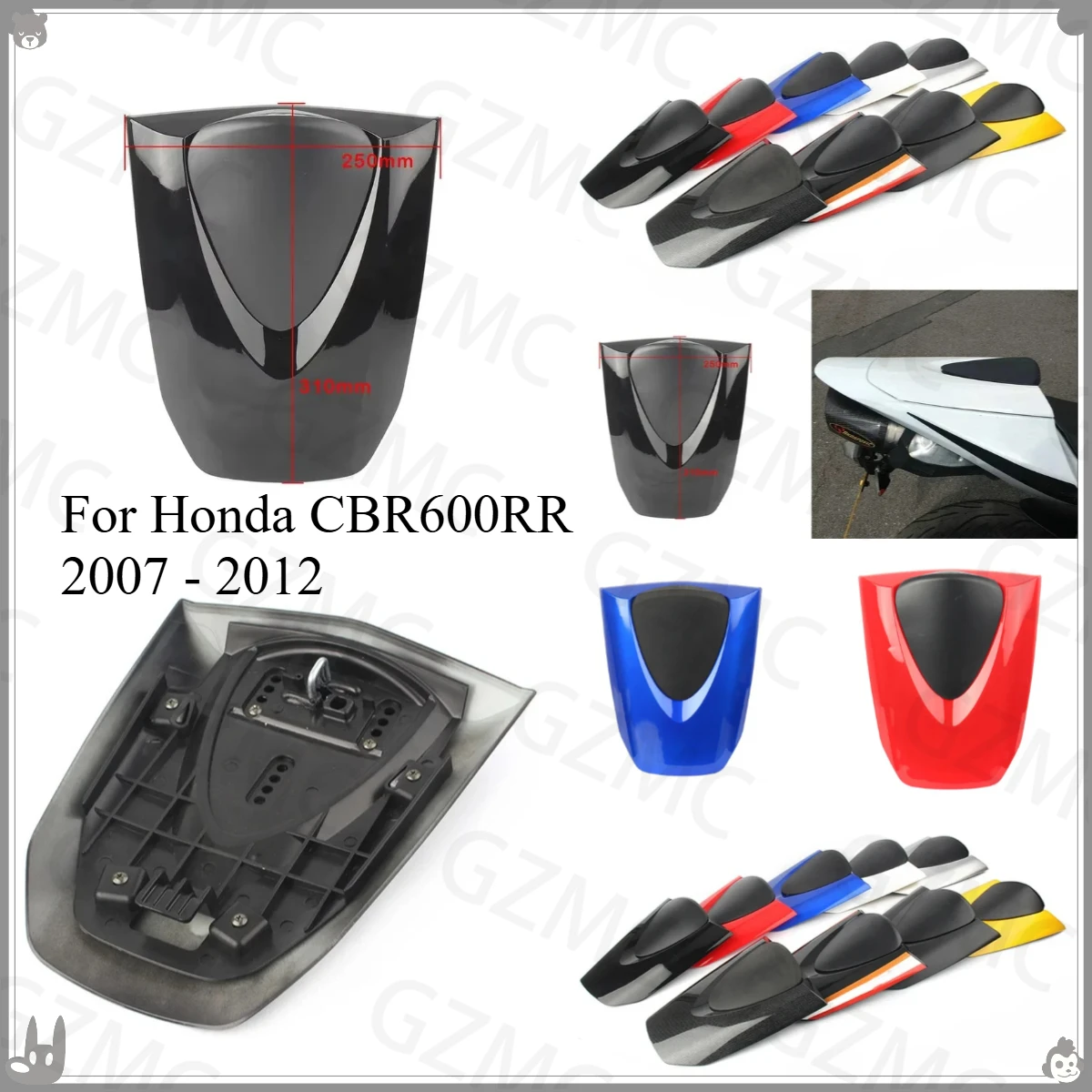 غطاء المقعد الخلفي لهوندا CBR600RR 2007 - 2012 دراجة نارية مقعد الركاب الخلفي الغطاء الخلفي هدية CBR 600 RR 2008 2009 2010 2011