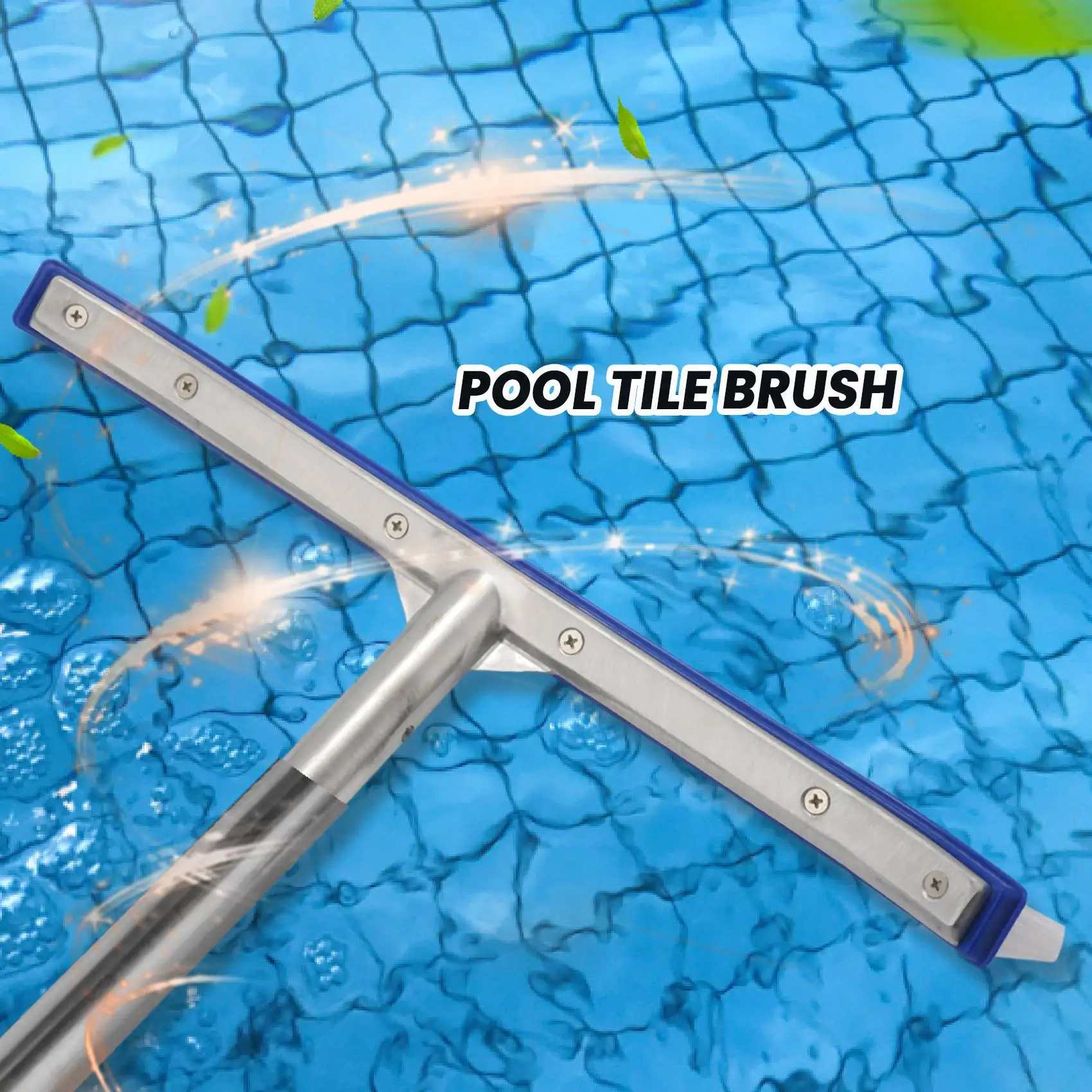 Cepillo de pared y azulejo para piscina, poste de limpieza, cabezal de repuesto, azul, 18 pulgadas