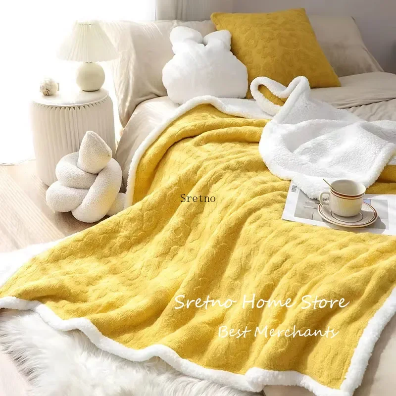 2025 New Autumn and Winter Plush Thickened Warm Blanket 130x170CM Ins Wind Flower Blanket Living Room Bed Sofa Leisure Blanket