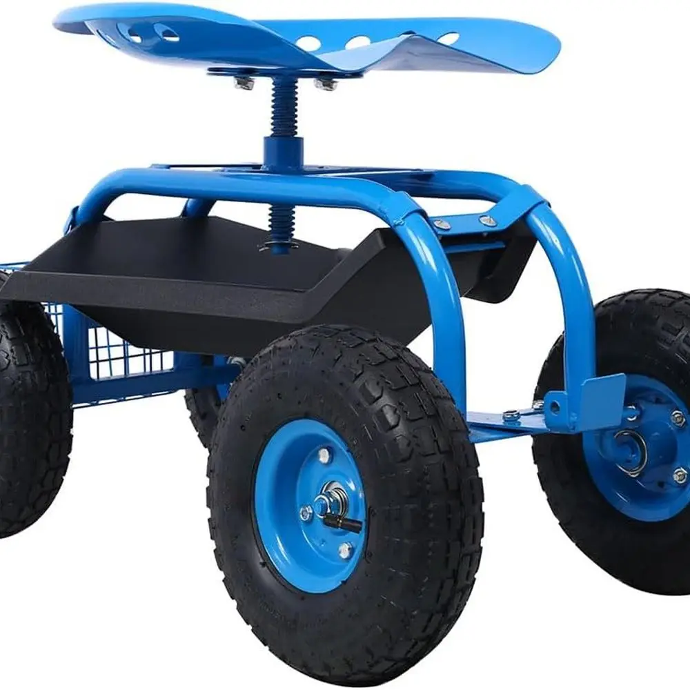 

Сверхмощный садовый самокат с возможностью 360° ° Поворотное сиденье, выдвижная ручка и поднос для инструментов для наружного использования.