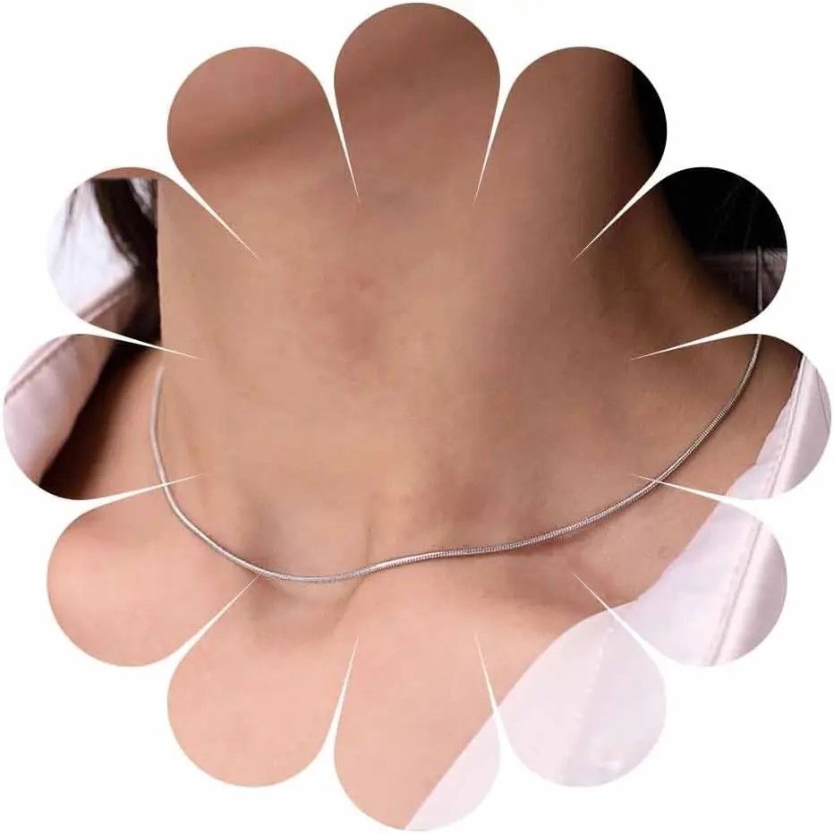 

Slim Silver Choker Necklace for Women Minimalist Thin Italian Clavicle Chain Design
