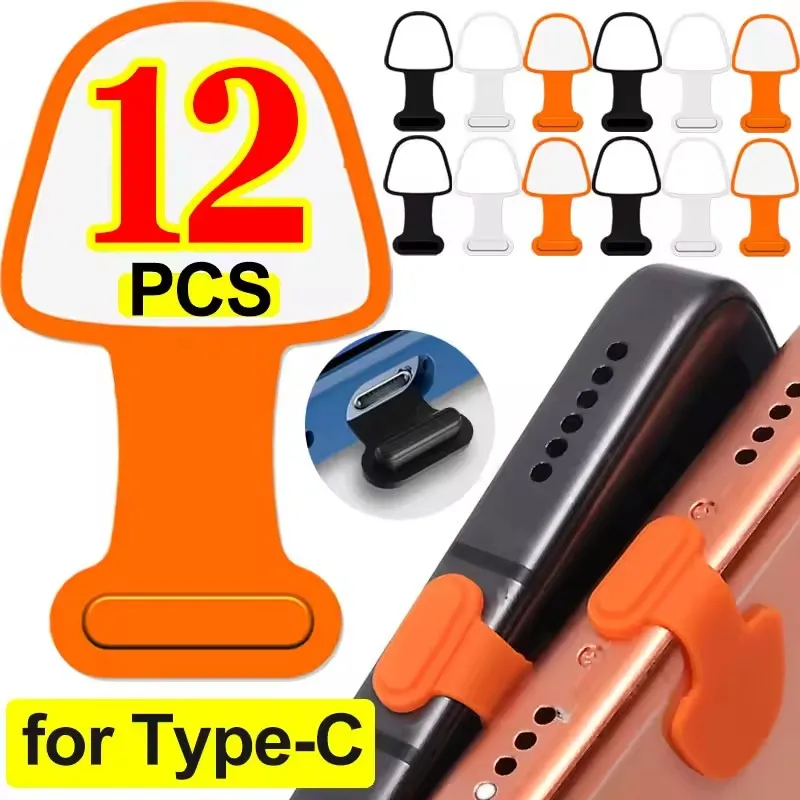 

Soft Silicone Dust Plugs USB C Anti Loss Charging Port Protectors Caps for IPhone 17 16 15 ProMax Samsung Xiaomi Google Dustplug