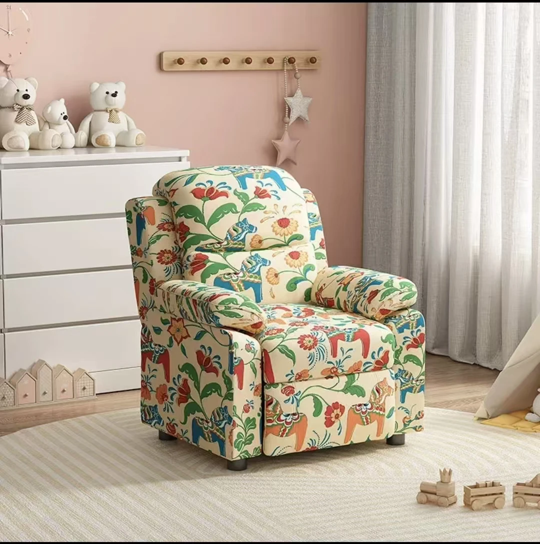 

Furniture: traditional children's recliner chair, faux leather, pink home sofa, living room, lounge