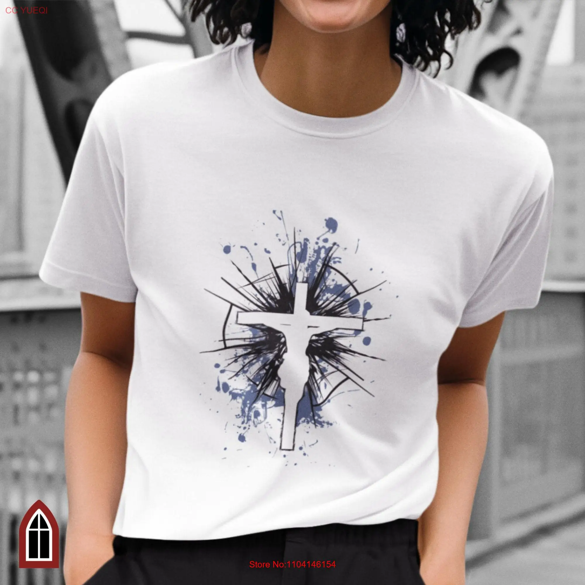 Graffiti shirt Christian Streetwear T Jesus Crucifix clothing for him Religious cross long or short sleeves