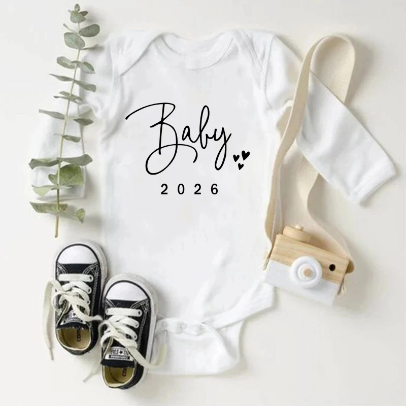 

Baby 2026 Baby Romper Cotton Long Sleeve Infant Jumpsuit Coming Soon Boys Girls Bodysuit Summer Pregnancy Announcement Clothes