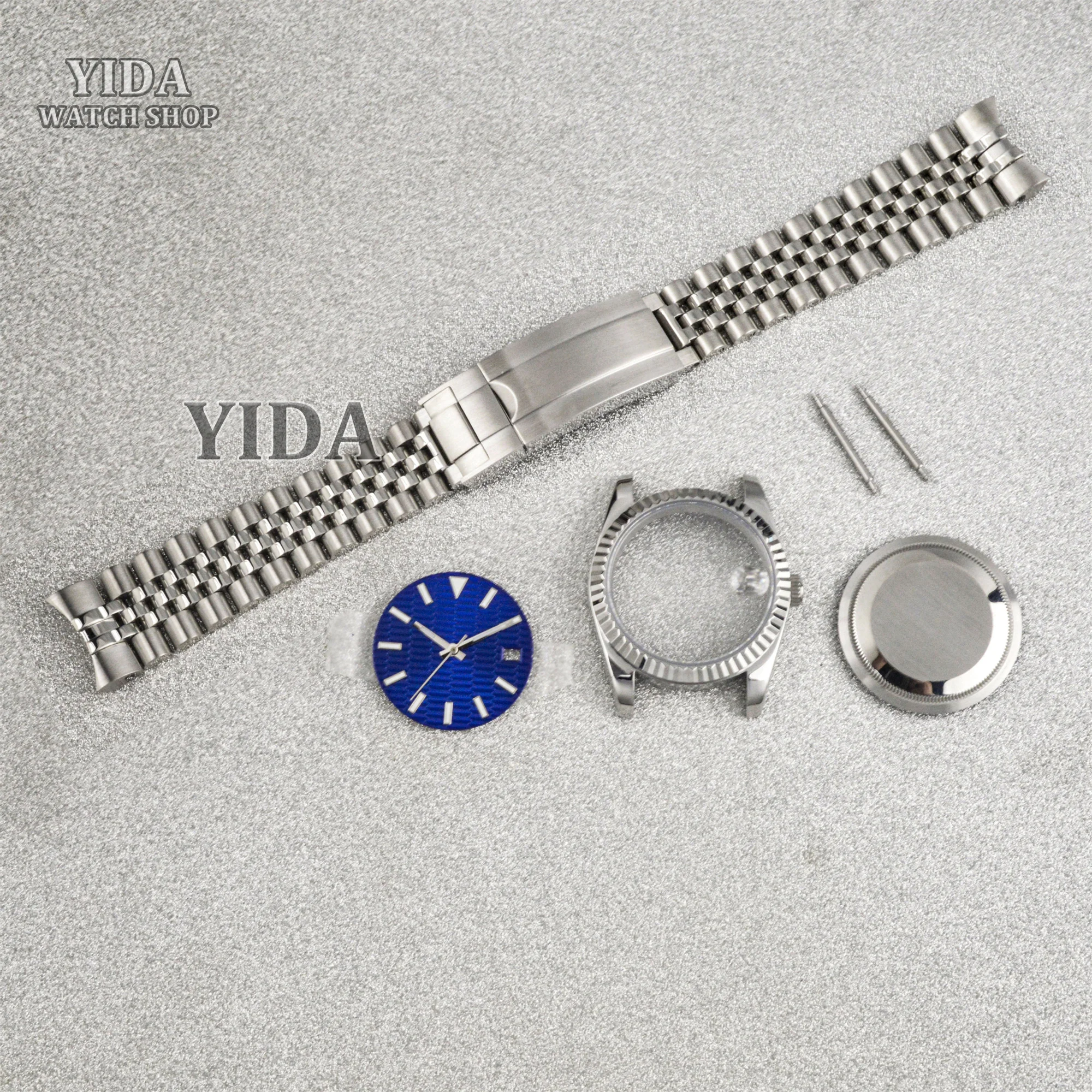 

36/39mm Mod Watch Case Sapphire Crystal Silver Five Beads Bracelet 28.5mm Face 10ATM Waterproof For Datejust NH35 NH36 Movement