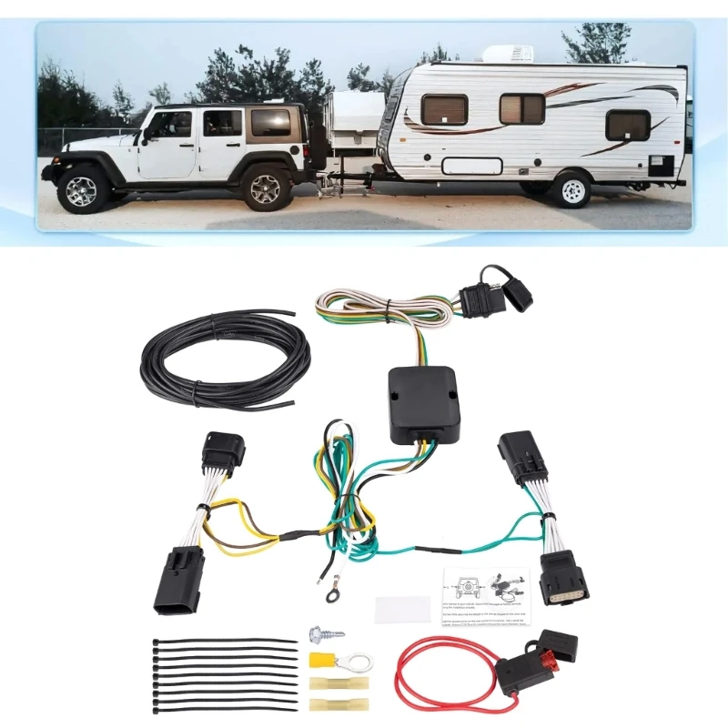 Vehicle Trailer Light Wiring Harness Hookup Device 56407 Secure Connection Suitable for Safe Towing Enhanced Road Safety