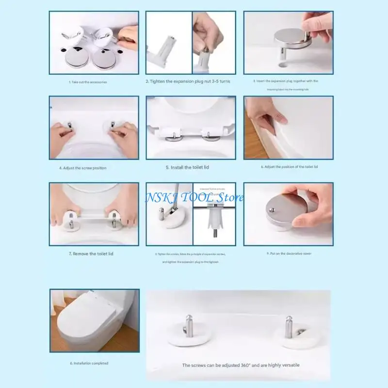 L8RC Toilet Cover Screw Buckles Toilet Hinge Connector Fixing Bolts Hardware