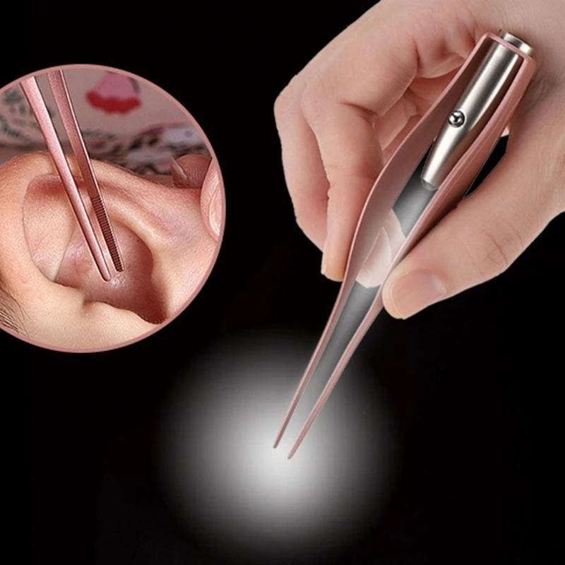 M89F Practical Ear Tweezers Stainless Steel Ear Cleaning Tweezers with Light for Kids