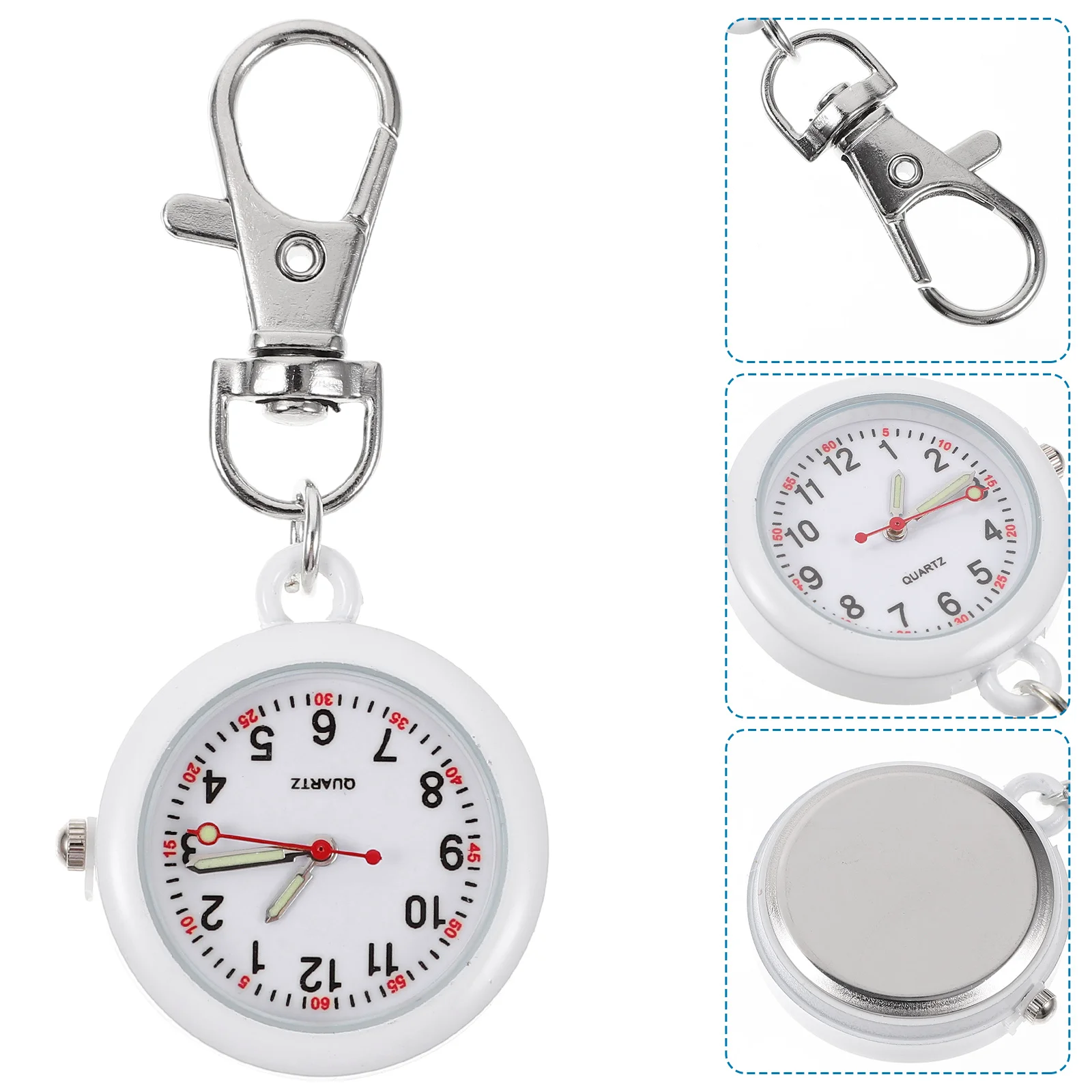 Orologio da medico con clip con display trasparente Orologio da infermiera accessorio alla moda durevole in acciaio inossidabile e silicone