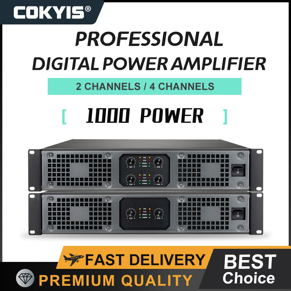 

COKYIS Audio 4000W Digital Power Amplifier 2U 4 Channel Karaoke Stage Audio Microphones Speaker AMP 4 x 650W Amplifier 4000 Watt