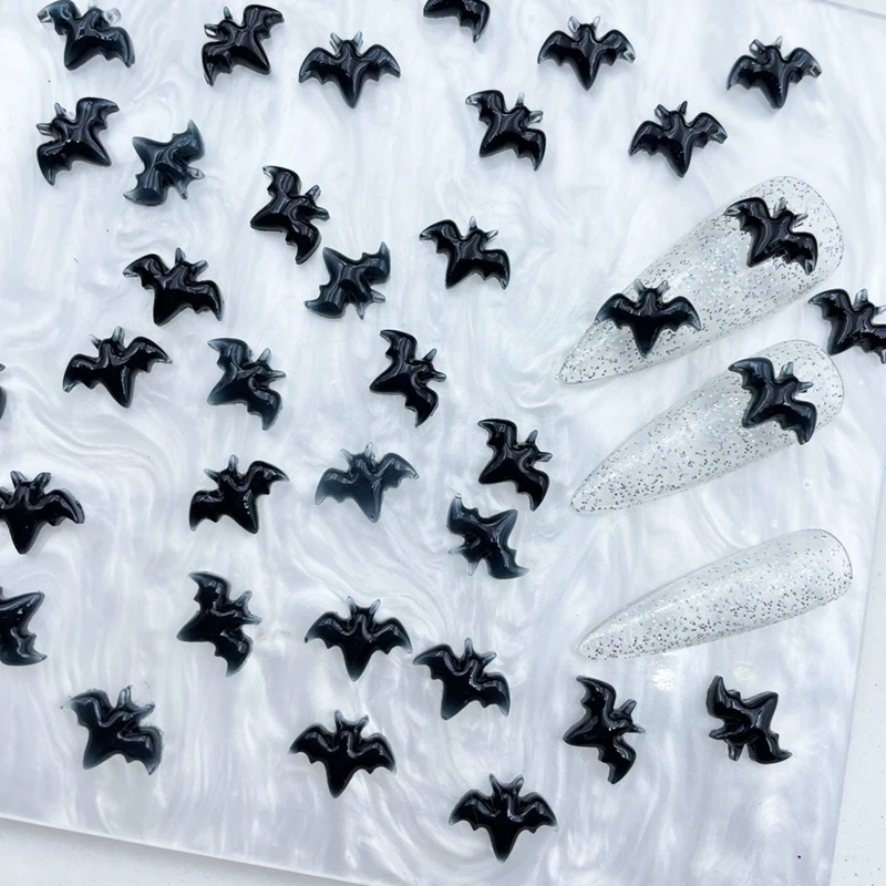 100 Pcs New Cute Mini Resin Halloween bat Flatback Ornament Jewelry Making Manicure Hairwear Accessories