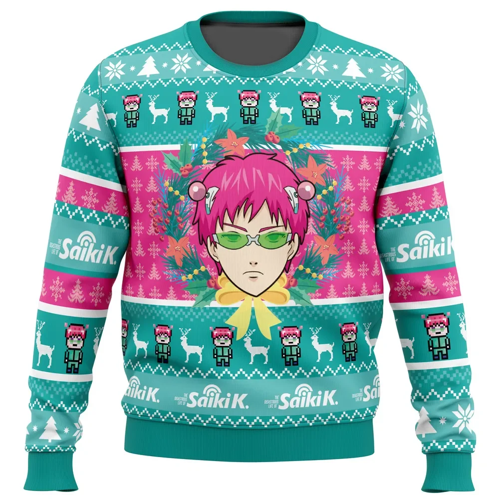 

2026 Autumn/Winter Christmas at School Saiki Kusuo Ugly Christmas Sweater no Psi nan Anime Christmas Party Sweater