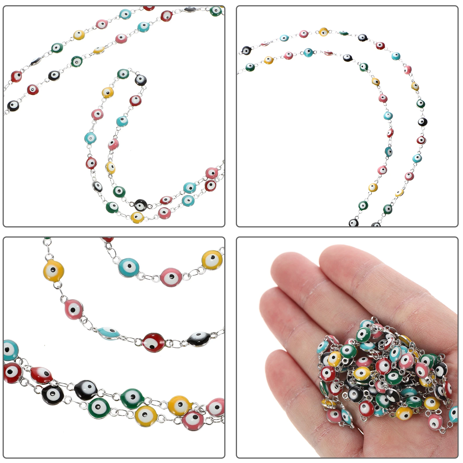 

1M Colorful Bead Chain Diy Craft Enamel Eye Chain Corrosion Resistant For Handmade Bracelet Necklace Evil Eye Charm Craft Beads