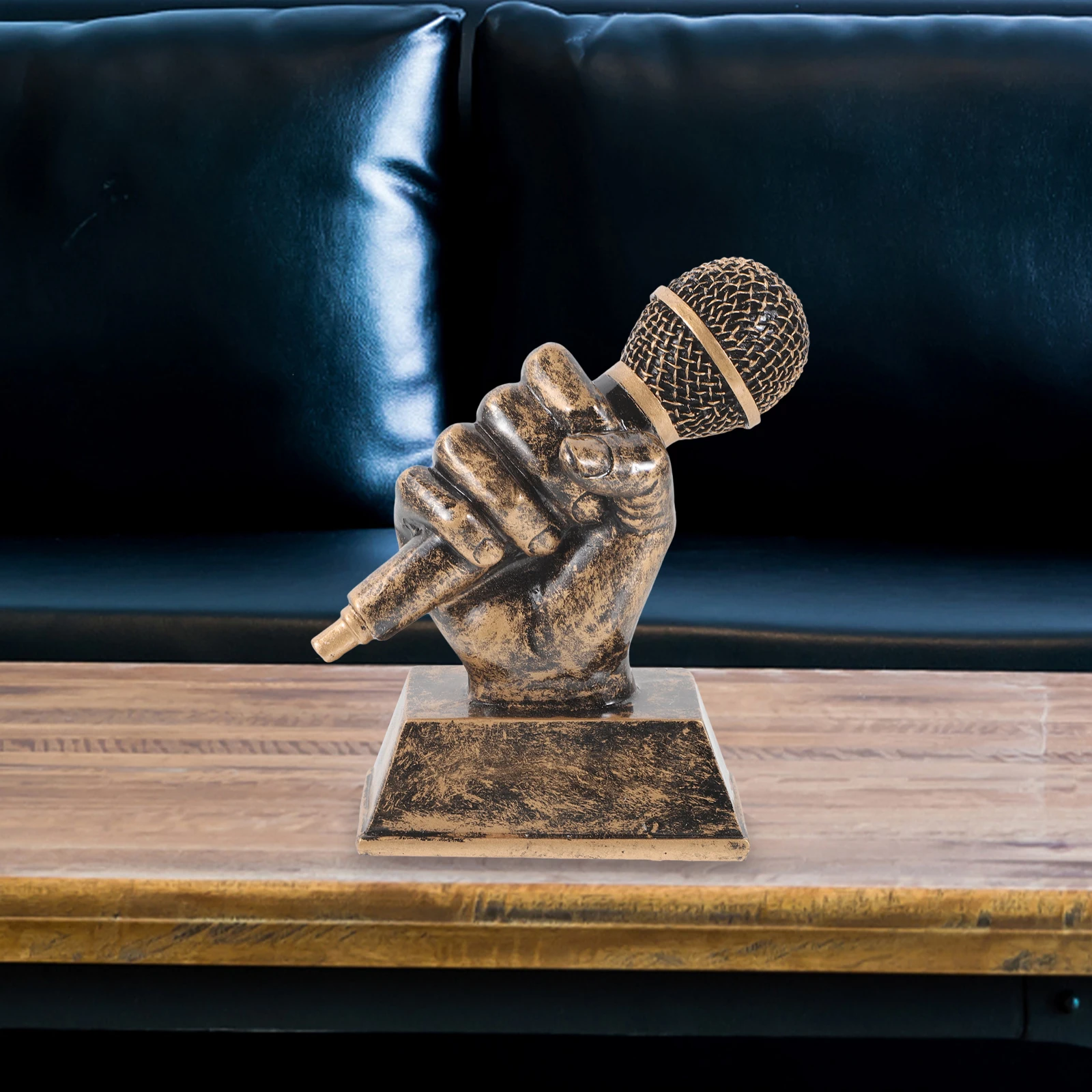 

Music Trophy 11cmx5cmx13.5cm Golden Microphone Award for Singing Competitions Karaoke Parties Resin Trophy Mini Trophies