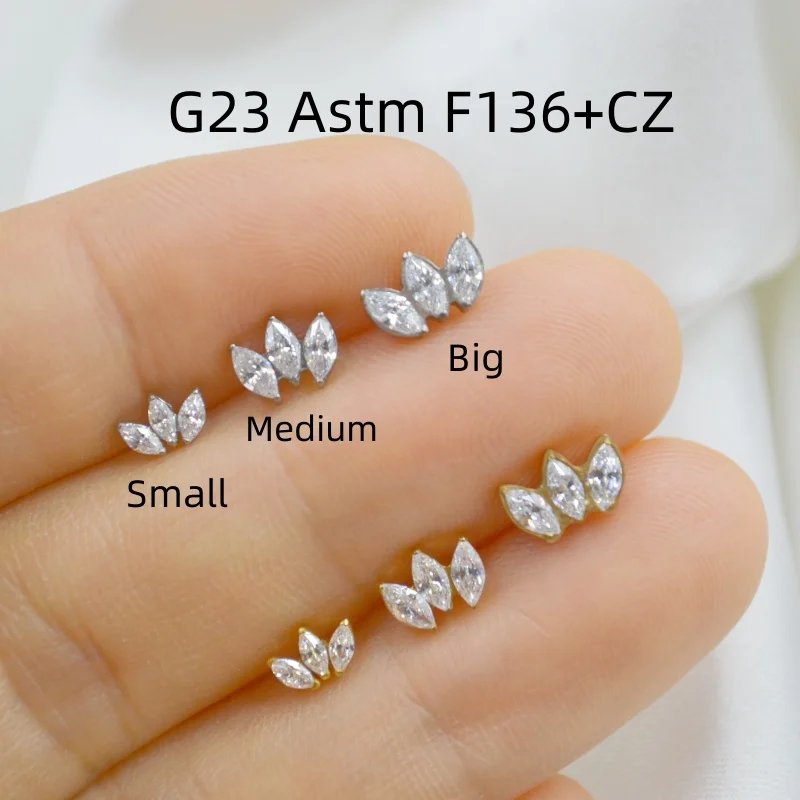 

10pcs Body Jewelry G23 Titanium F136 Oval CZ Lip Labret Bar Ear Helix Tragus Rook Bar Stud Body Piercing Jewelry 16G~1.2mmNEW