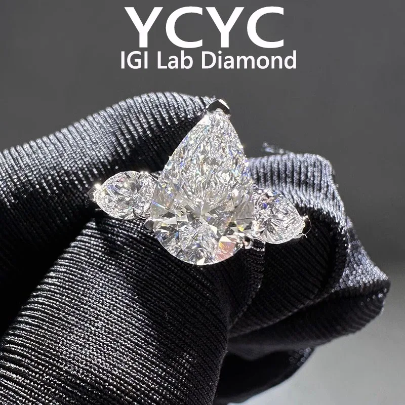 

1 2 3 5 Ct Solid 18K White gold Ring IGI Pear cut D VS1 Wedding ring engagement ring Factory Sell