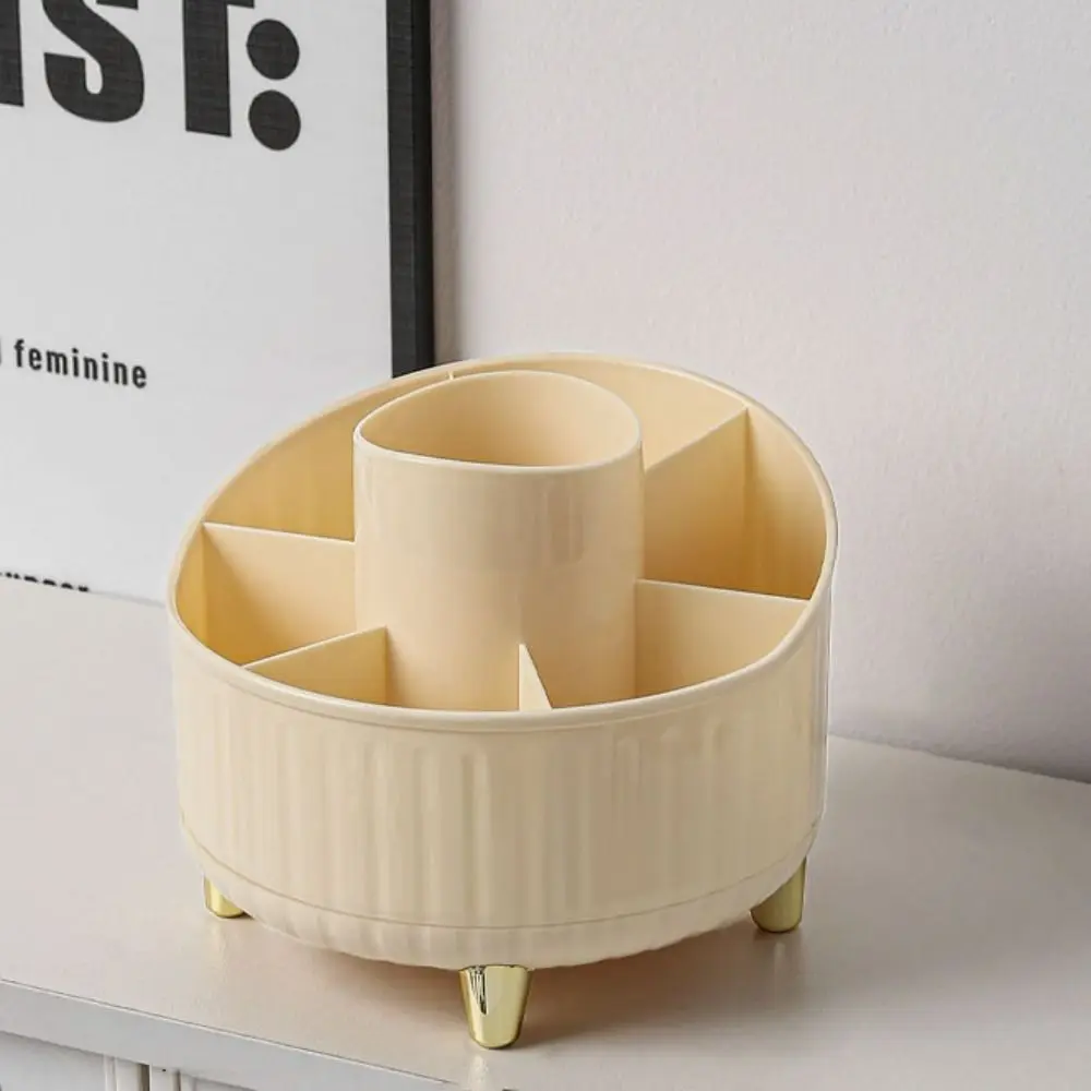 7 Grids 360° Rotating Pen Container Large Capacity Storage Box Makeup Brush Holder Plastic Space Saving