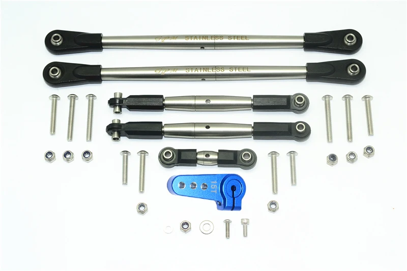 GPM STAINLESS STEEL ADJUSTABLE TIE RODS W. ALUMINUM SERVO HORN TEAM LOSI 1/6 SUPER BAJA REY 4X4 -LOS05013