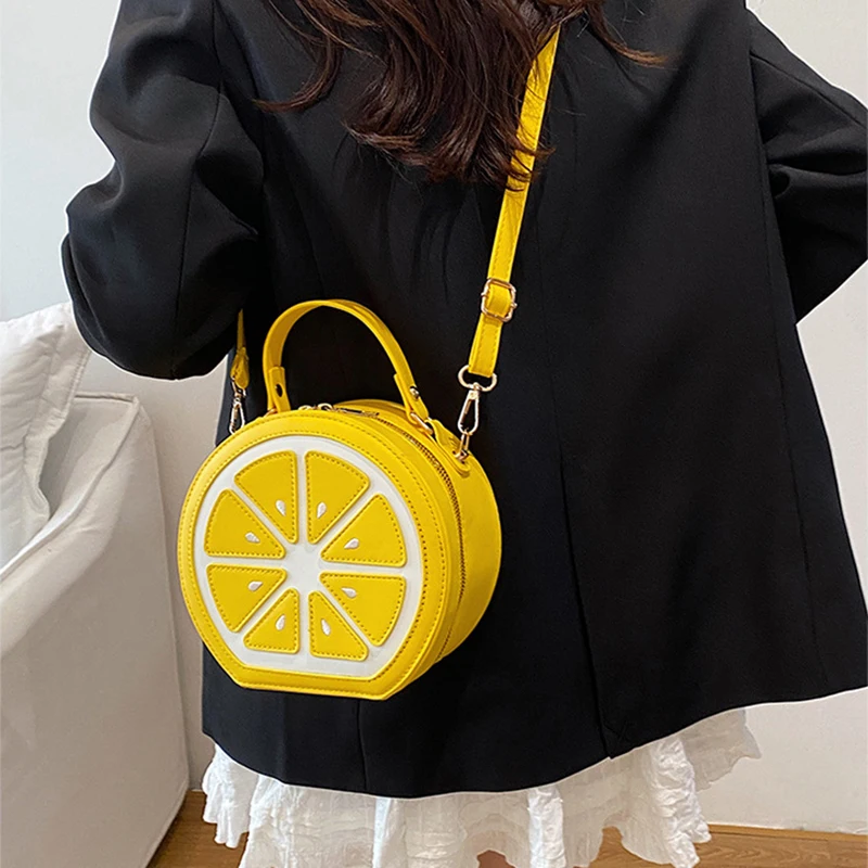 

Orange Shoulder Bags Cute Handbag Fashion Woman'S Bag PU Creative Funny Bucket Crossbody Bags Niche Design Versatile Yellow Blue