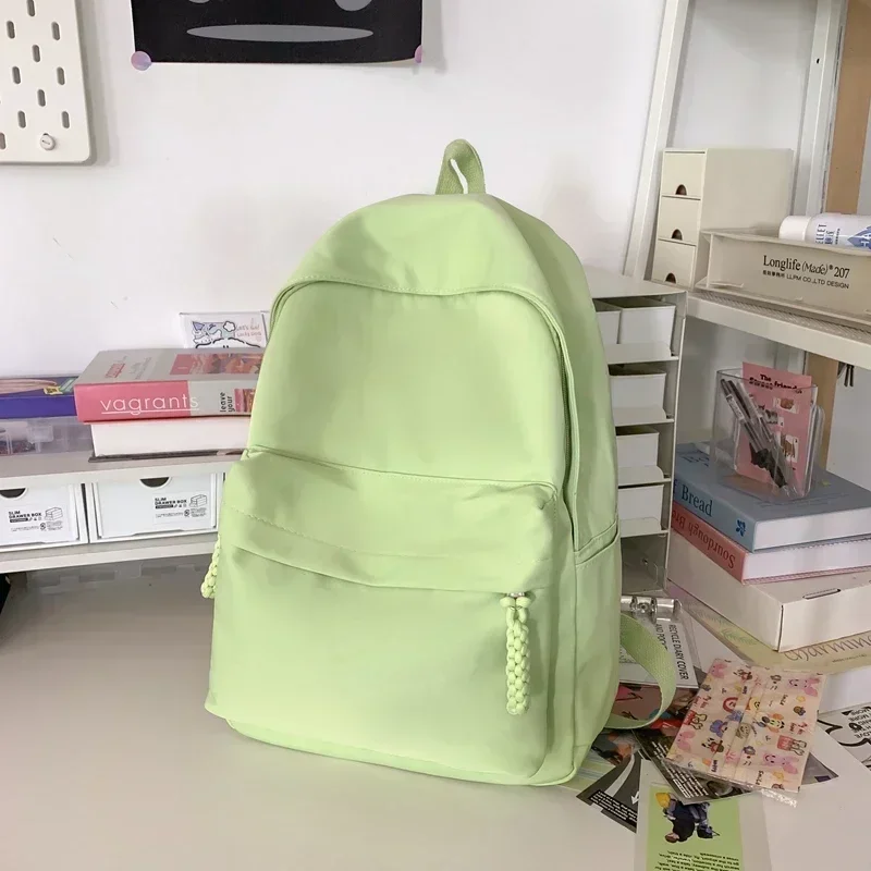 High Capacity Simple Solid Waterproof Nylon School Bag Mahua Zipper High Quality Backpacks 2024 Hot Sale Bags for Girls and Boys