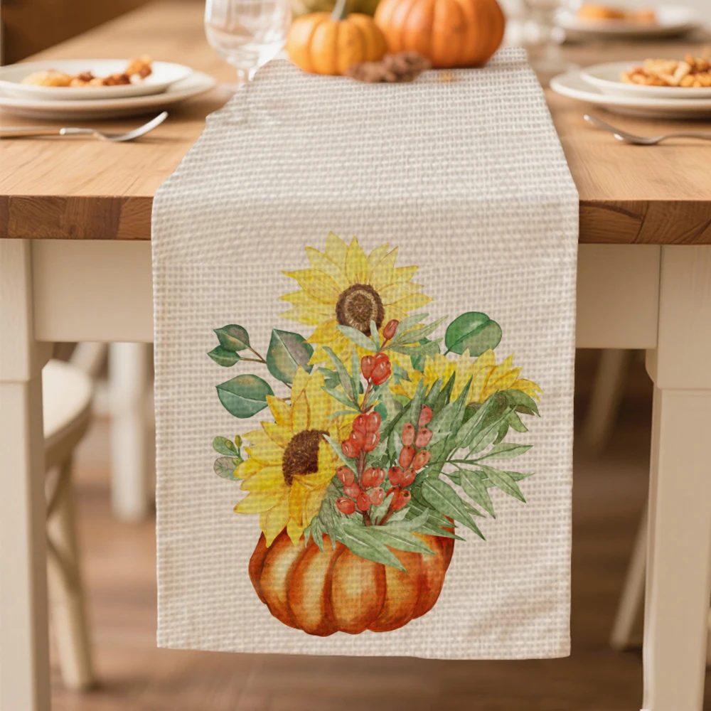 

table runners autumn sunflower pattern Table decoration and accessories for Festival party Thanksgiving Day tablecloth