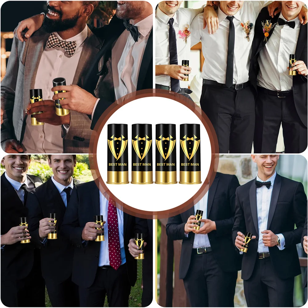 4pcs/Set Best Man Shot Glasses Wedding Gift for Groomsman 12GA Suit Small Bullet Shot Cups