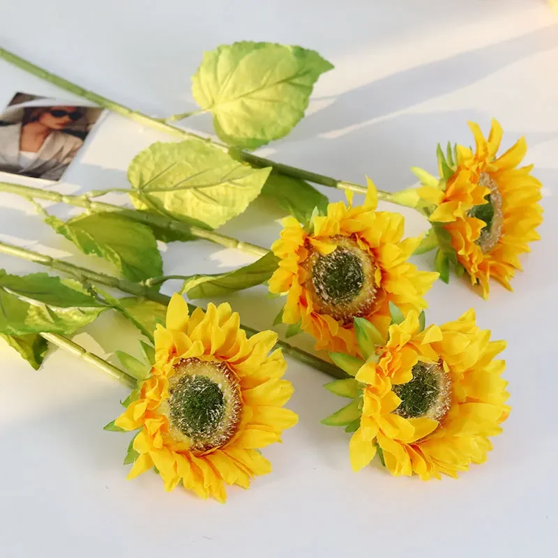 48CM Artificial Sunflower Light Color Sunflower Home Decoration Photography Prop