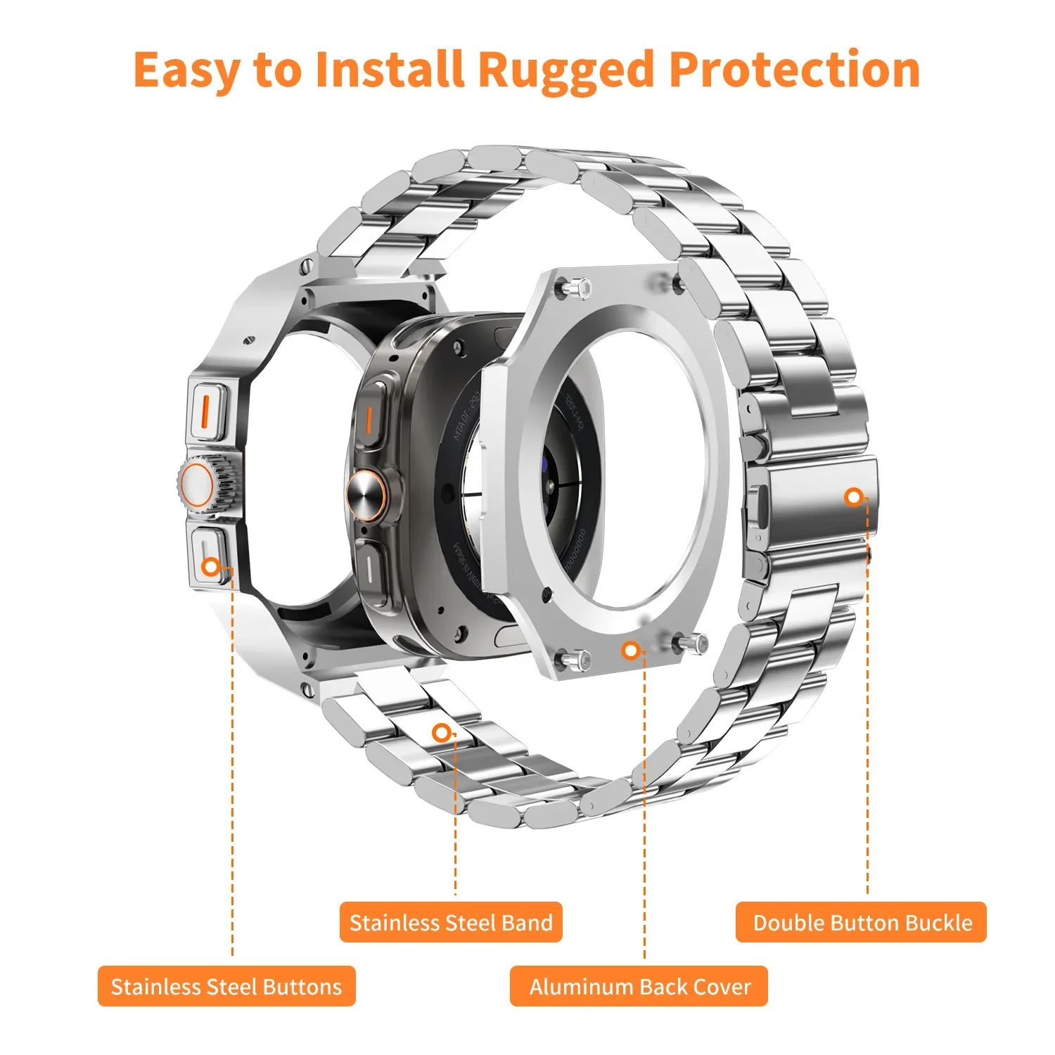 مجموعة تعديل لساعة سامسونج جالاكسي ، علبة معدنية من الفولاذ المقاوم للصدأ ، شريط إطار حزام ، تعديل لساعة ألترا 7 ألترا ، 47