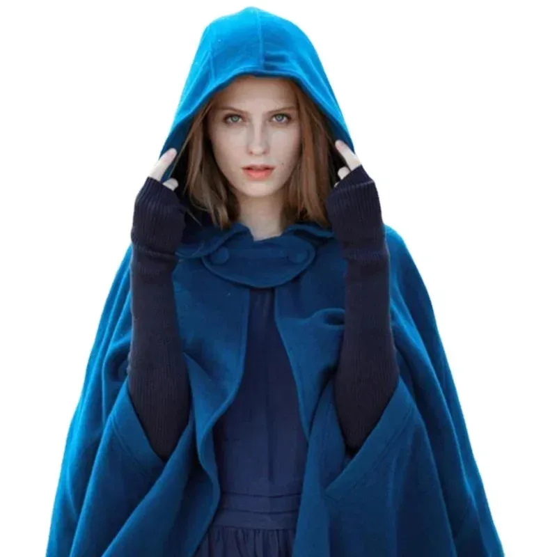 Средневековая винтажная многоцветная накидка с капюшоном, женская зимняя винтажная элегантная накидка в стиле викингов, костюм, свободная шаль, длинный плащ 3XL