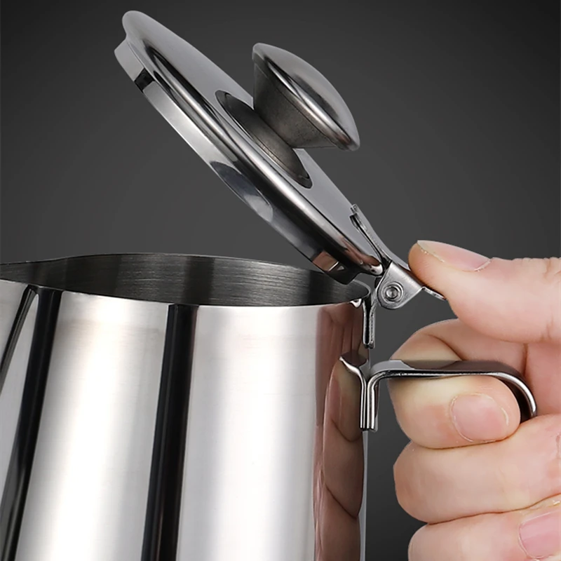 Aixiangru Coffee Cup Latte Art Pitcher Espresso Milk Frother Barista Steel With Lid Coffee Machine With Graduated 350ML