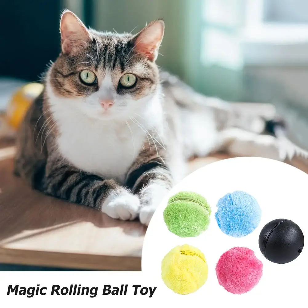 

5pcs Automatic Dog Cat Balls Battery Powered Automatic Pet Toy Interactive Toys Funny Rolling Toys with 4 Plush Caps for Puppy