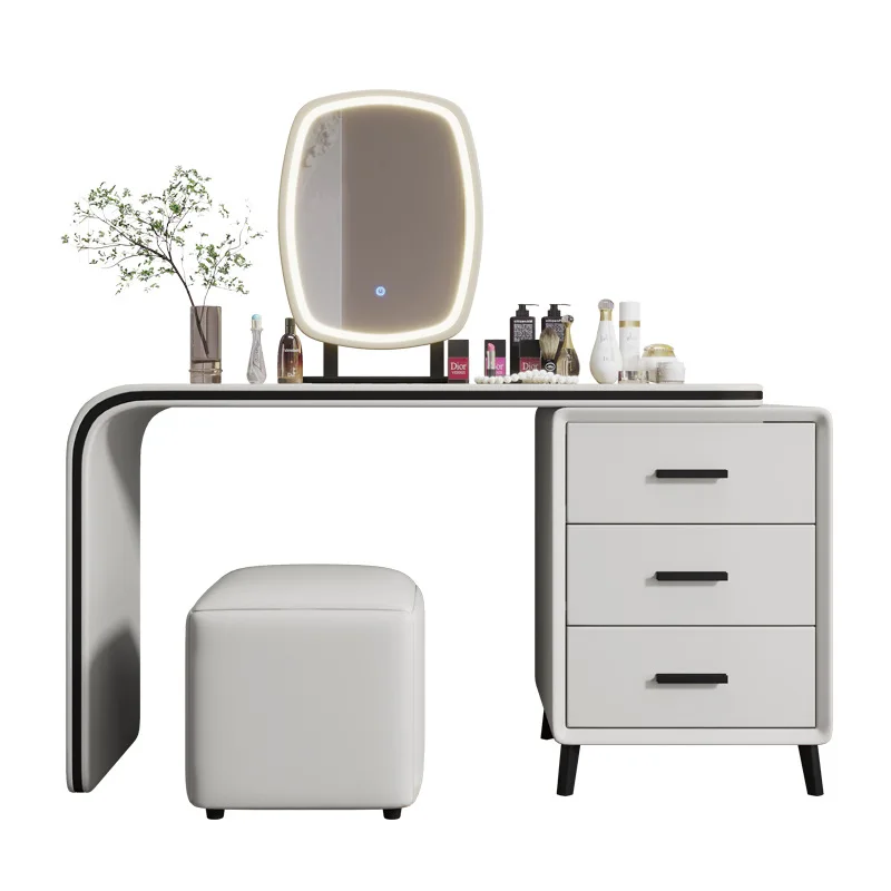Dressing Table Cream Air Net Red Bedroom Small Modern Simple Makeup Table Storage Bucket Cabinet Integrated Light Luxury Makeup