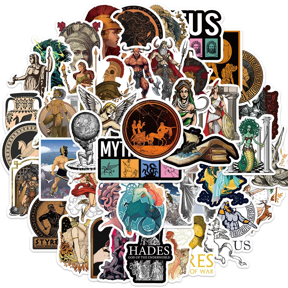 50Pcs Greek Mythology Aesthetics Stickers Vinyl Waterproof Stickers for Water Bottle Laptop Phone Skateboard Kids Toy Gifts