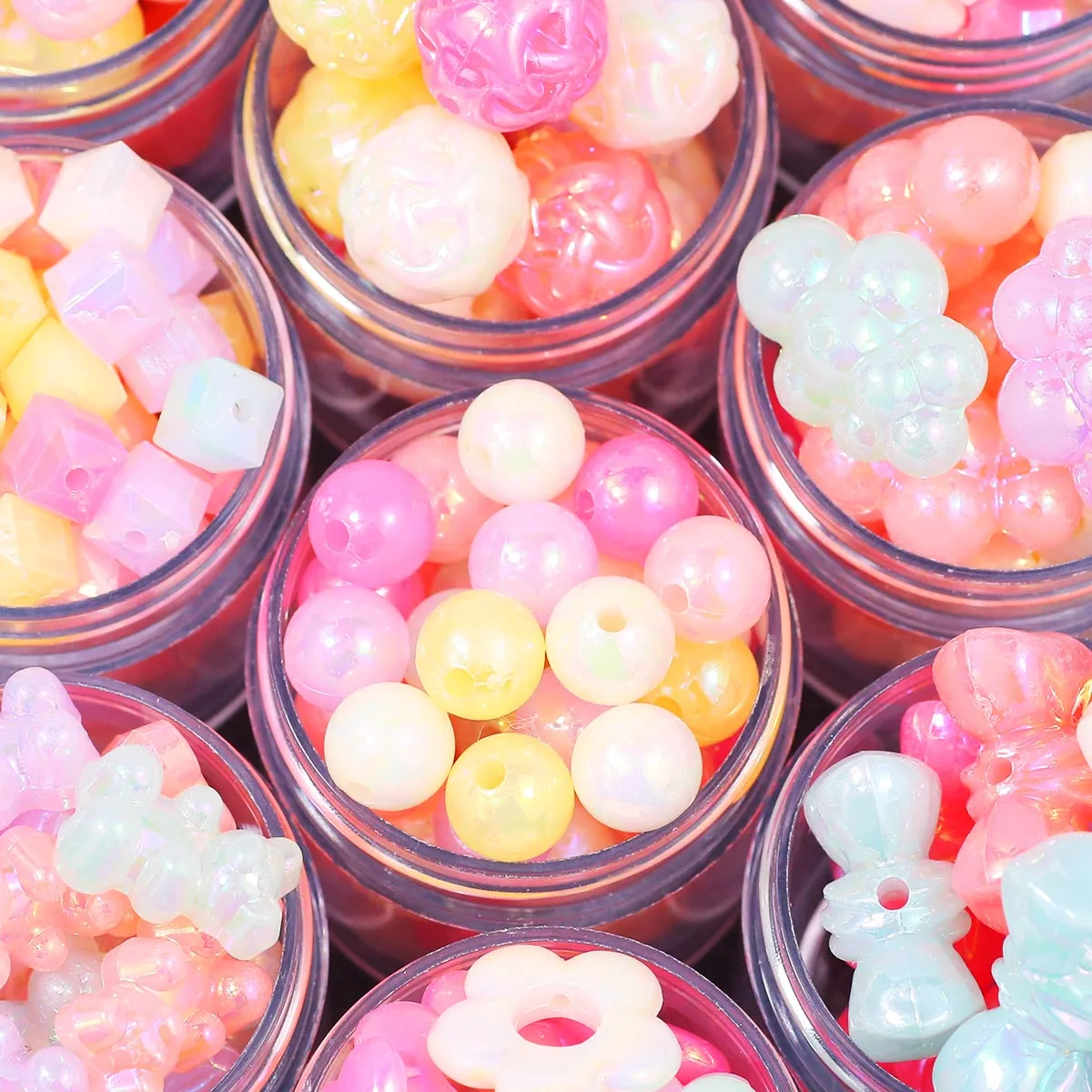 10Pcs Various Shapes Sizes Acrylic Jelly AB Mixed Beads Spacer Loose Beads For Jewelry Making DIY Bracelet Necklace Accessories