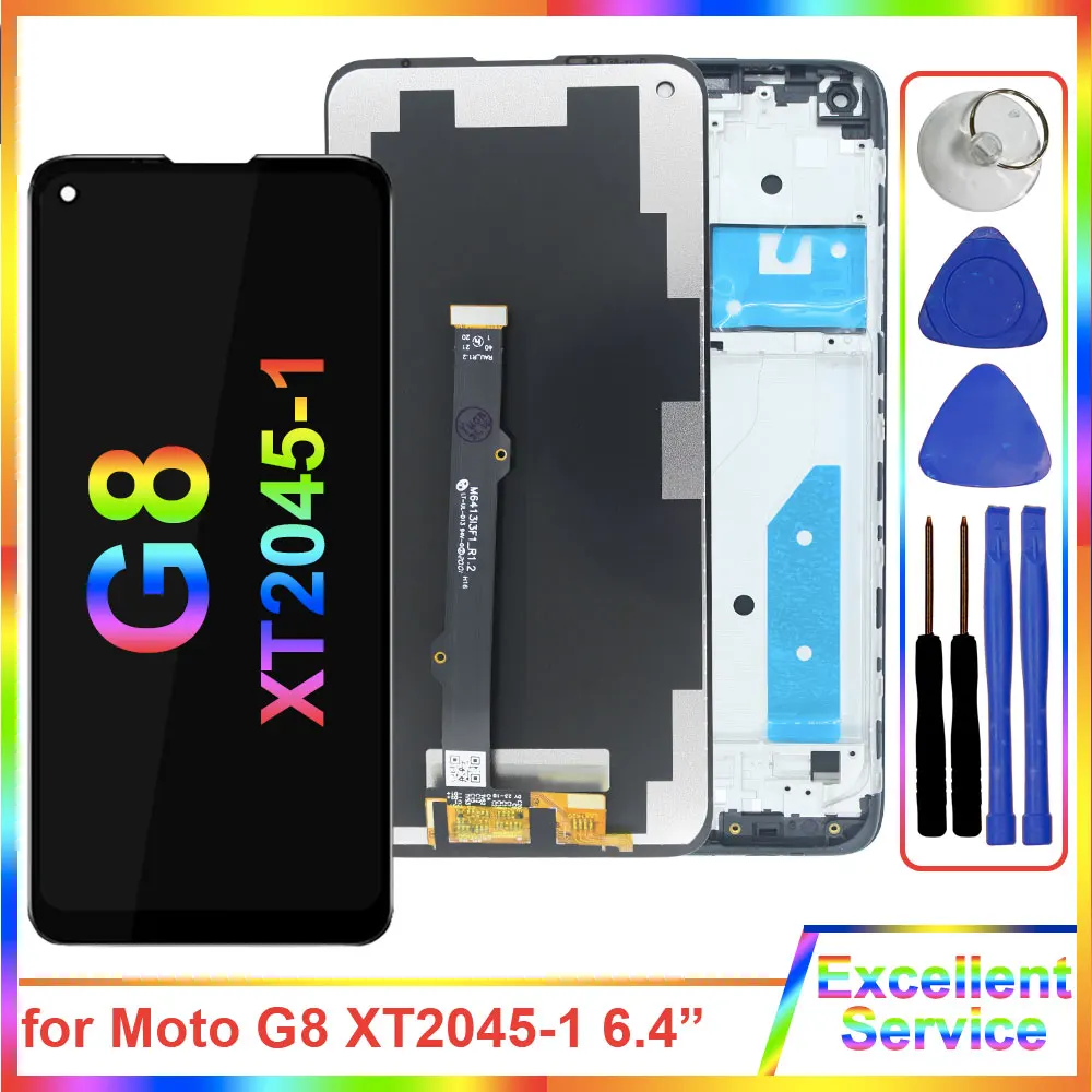 New Tested LCD for Motorola Moto G8 2020 LCD Display Touch Screen Digitizer Replacement for Moto G8 2020 XT2045-1 LCD With Frame