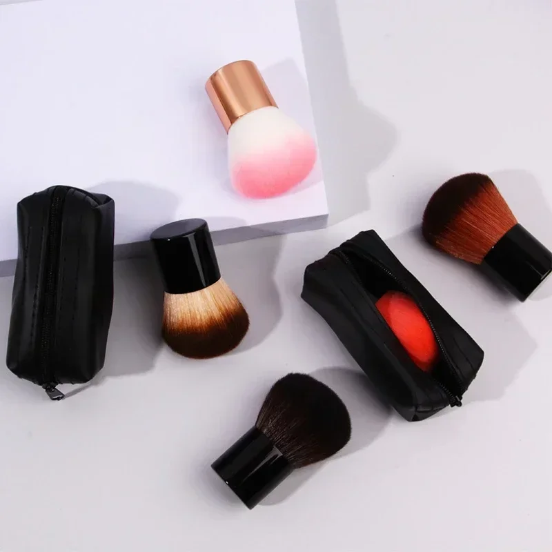 Loose Powder Foundation Brush Blush Bronzer Brush  with Box Synthetic Hair Flat Brush with Lid Case Contour Beauty Makeup Tools