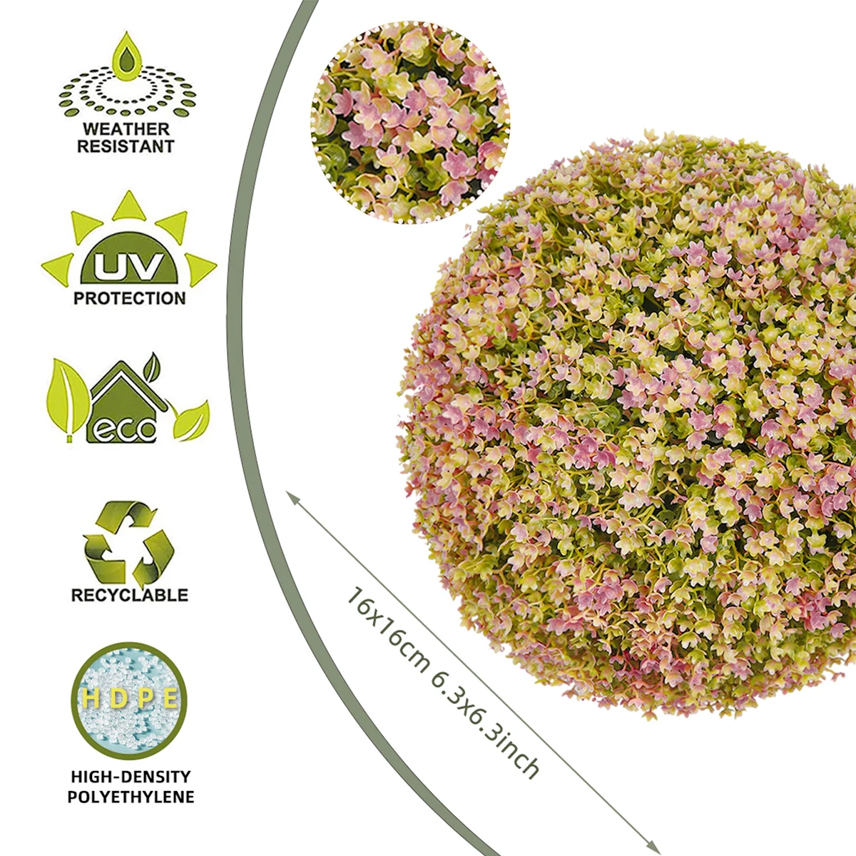 XIYA FLOWER Artificial Rose Ball Artificial Flower Ball Pink PE Material Wedding & Garden Home Decor