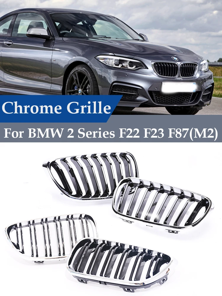

Front Kidney Chrome Silver Frame Grill M Color Double Slat Grille For BMW 2 Series F22 F23 F87 218i 220i 228i 230i M235i M240i