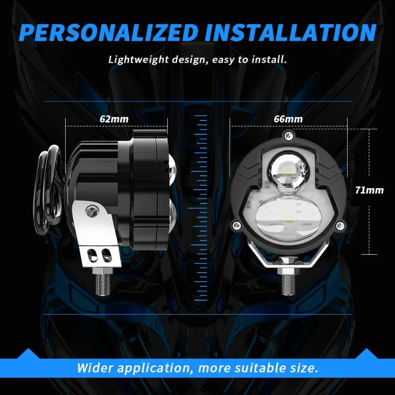 N24 high-power motorcycle led auxiliary light bi-color external spotlight csp3570 24w white + yellow dual color 6000lm 9-80v