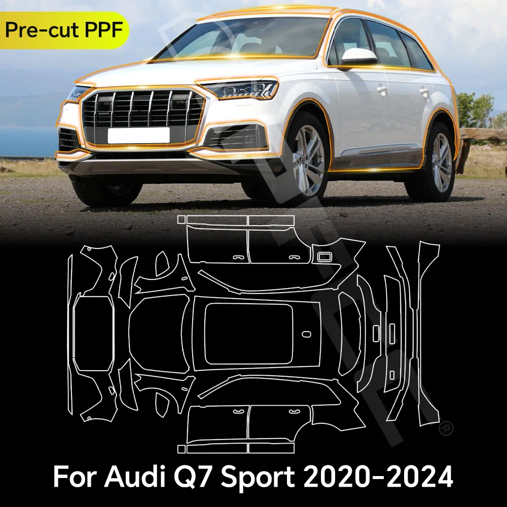 

For Audi Q7 Sport 2020-2024 TPU Paint Protection Film Clear Bra Car Body Anti-Scratch Pre-cut PPF Invisible Resistant Repairable