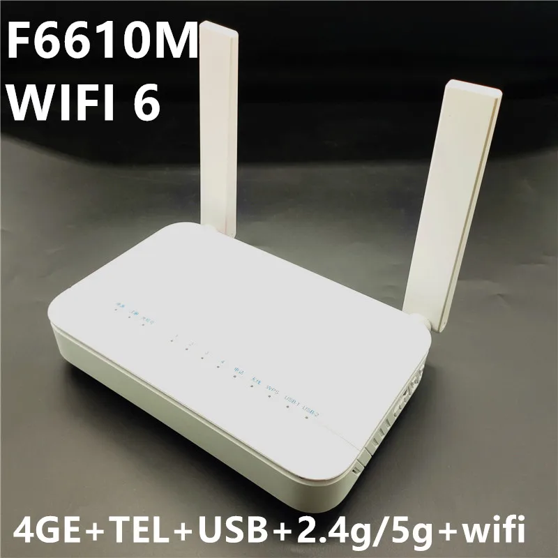 

ONU F6610M GPON двухдиапазонный WIFI 6 4GE + 2,4G/ 5G + TEL + USB + WIFI6 ONT 4GE Lan порт Gpon оптоволоконный модем, китайская прошивка, бесплатная доставка