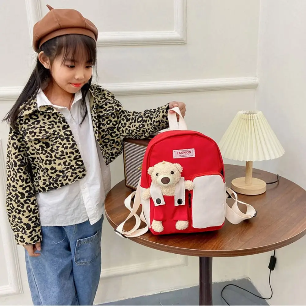 Schoolbag Bear Bear Doll Backpack Cartoon Nylon Children School Bags Mini Small Backpack Kindergarten