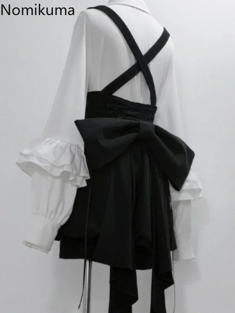 Black Goth Shorts Women's Clothing Lolita Style Sweet Bow Double-breasted Suspenders Shorts Vintage Pantalones Cortos De Mujer